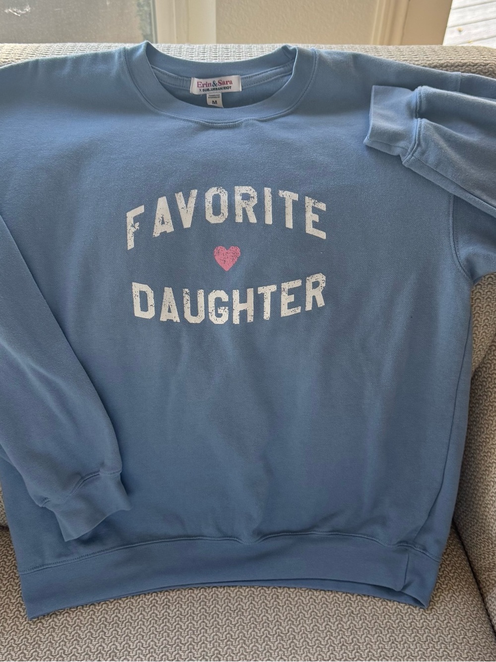 Sub_Urban Riot Blue "Favorite Daughter" Sweatshirt with Pink Heart - Picture 2 of 5